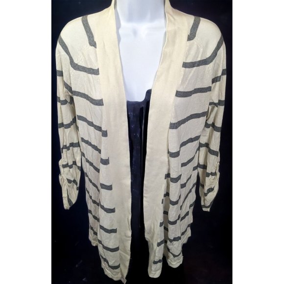 Express Grey And White Striped Cardigan - Picture 1 of 10